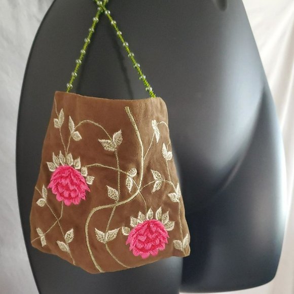 Moyna Embroidered with Beaded Strap Mini Crossbody Bag/Pouch - Picture 3 of 9